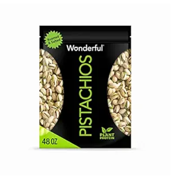 Wonderful Pistachios In Shell Roasted and Salted Nuts 48 Ounce Resealable Bag - Healthy Snack Protein Snack Pantry Staple-main