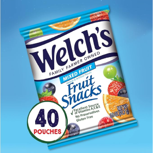 Welch's Fruit Snacks Mixed Fruit Perfect for School Lunches Gluten Free Bulk Pack Individual Single Serve Bags 0.8 oz Pack of 40-back