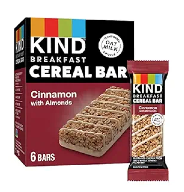 KIND Breakfast Cereal Bars Gluten Free Snacks Cinnamon with Almonds 9.3oz Box 6 Bars-mian