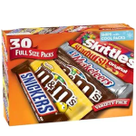 M&M'S SNICKERS 3 MUSKETEERS SKITTLES & STARBURST Full Size Chocolate Candy Variety Mix 56.11-Ounce 30-Count Box-main