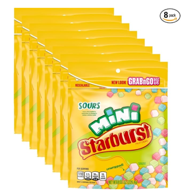 STARBURST Minis Sours Candy bag 8.0 Ounce Pack of 8-main