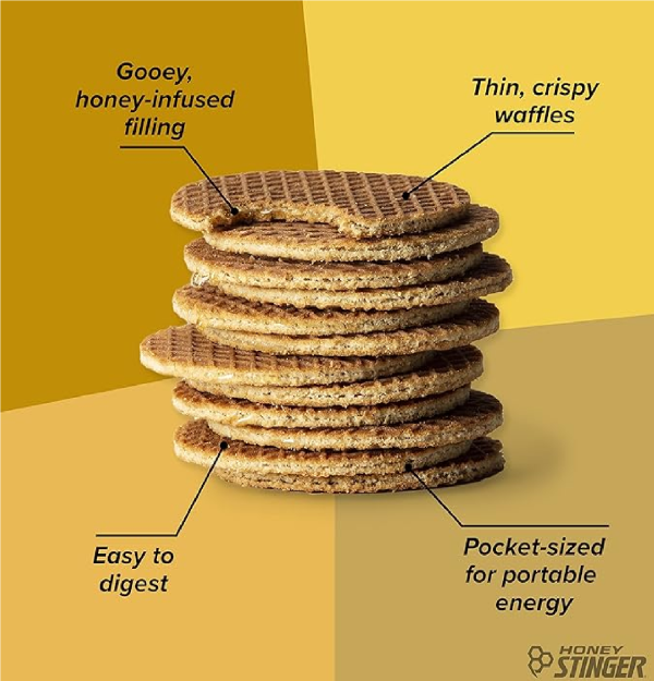 Honey Stinger Organic Honey Waffle Energy Stroopwafel for Exercise Endurance and Performance Sports Nutrition for Home & Gym Pre & During Workout Box of 16 Waffles 16.96 Ounce-back