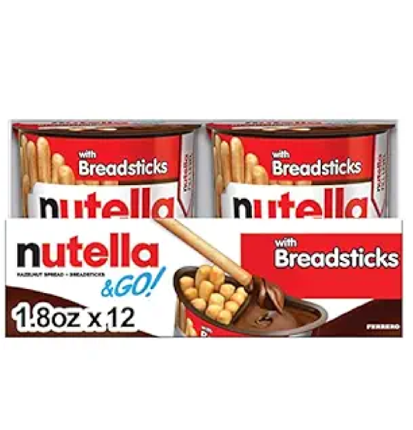 Nutella & GO! Bulk 12 Pack Hazelnut And Cocoa Spread With Breadsticks Snack Cups 1.8 Oz Each-main