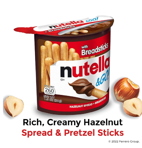 Nutella & GO! Bulk 12 Pack Hazelnut And Cocoa Spread With Breadsticks Snack Cups 1.8 Oz Each-back