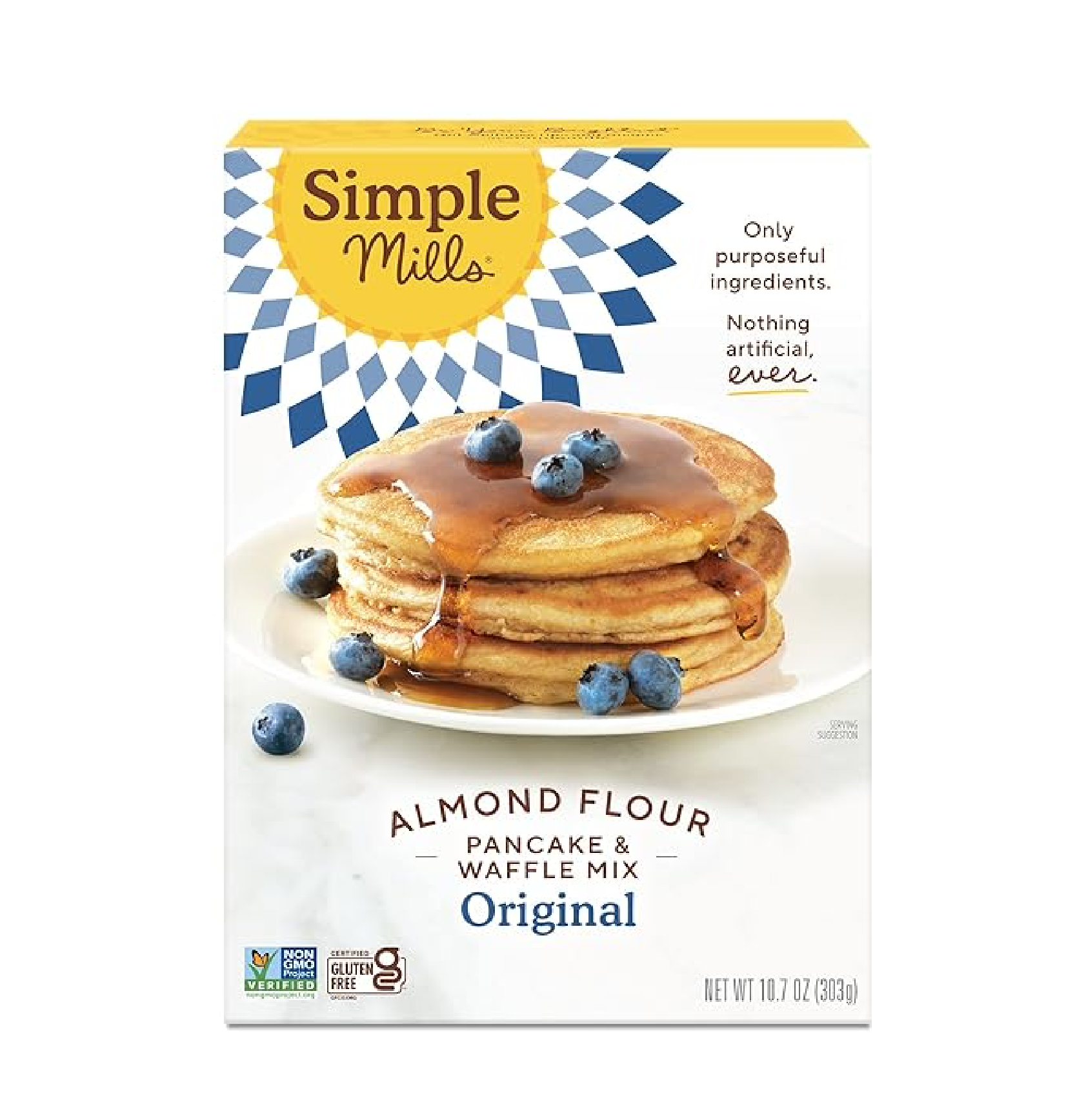 Simple Mills Almond Flour Pancake & Waffle Mix Original - Gluten Free Plant Based Paleo Friendly Breakfast 10.7 Ounce Pack of 1-main