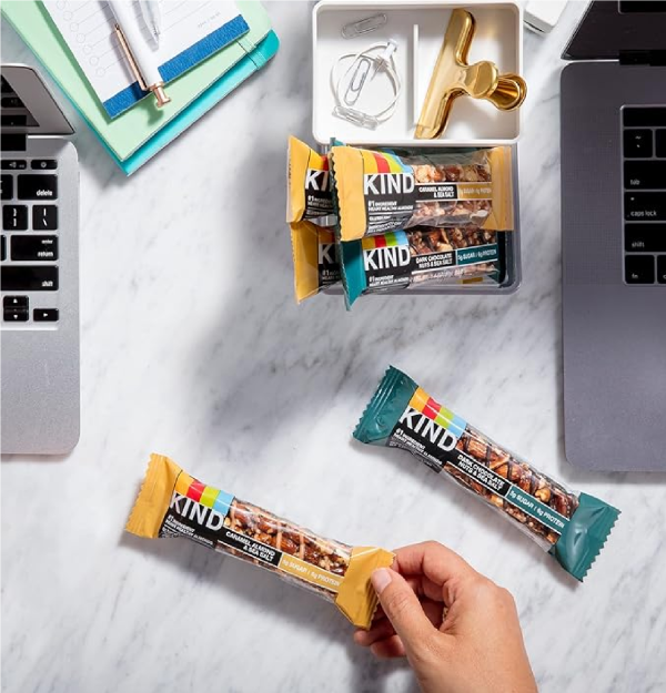 KIND Nut Bars Favorites Variety Count 1.4 Ounce 12 Count Dark Chocolate Nuts and Sea Salt Peanut Butter Dark Chocolate Caramel Almond and Sea Salt-back2