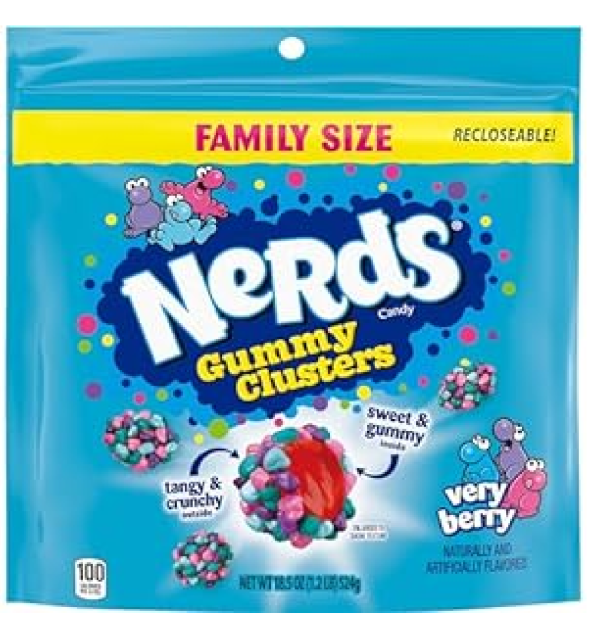 Nerds Gummy Clusters Candy Very Berry Resealable 18.5 Ounce Big Bag-main