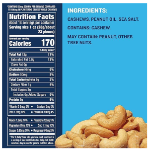 PLANTERS Deluxe Lightly Salted Whole Cashews Party Snacks Plant-Based Protein Quick Snack for Adults After School Snack Roasted Cashew Flavored with Sea Salt Kosher 1lb 2.25oz Canister-nf