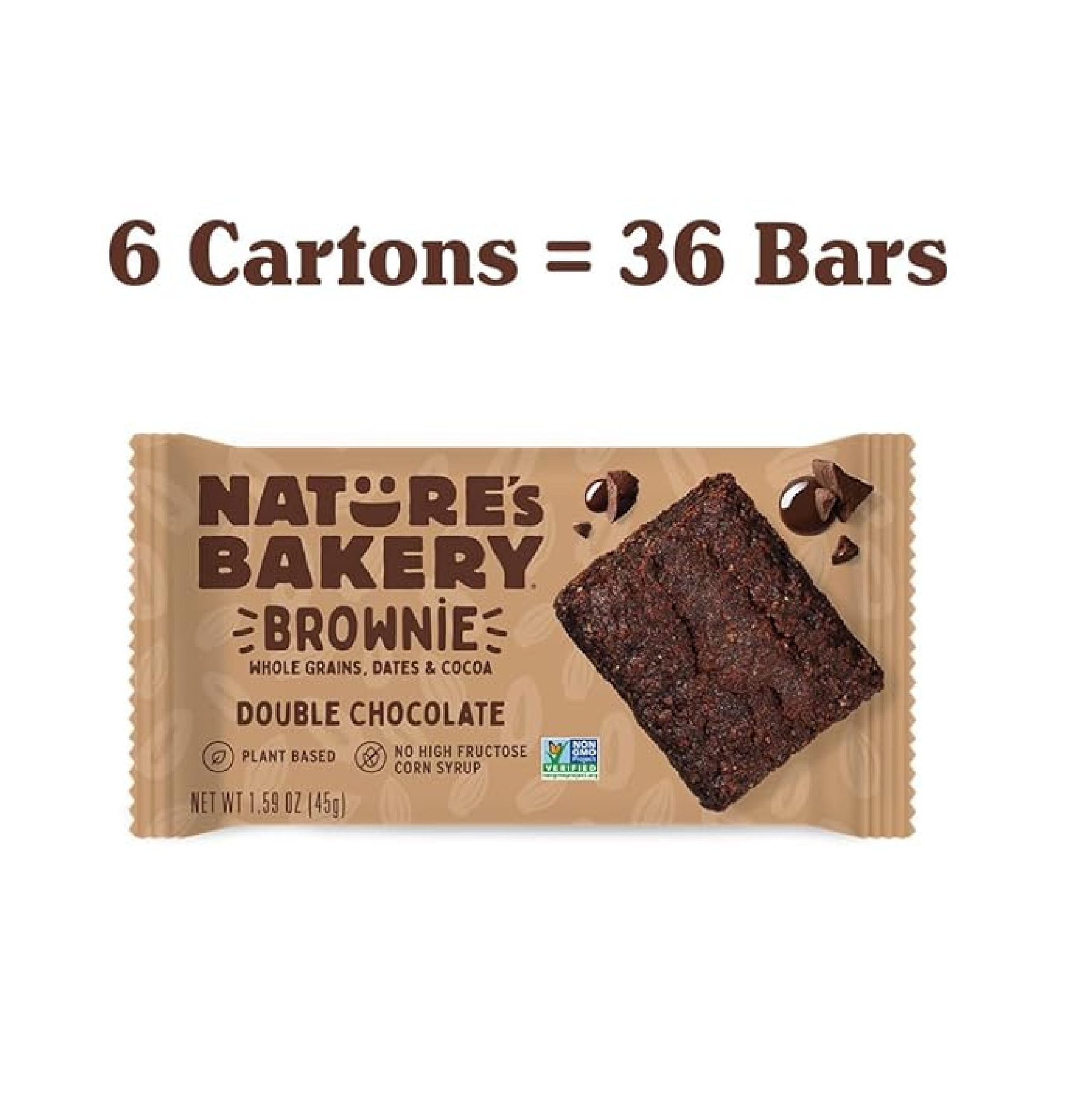 Nature’s Bakery Double Chocolate Brownie Bars Whole Grains Dates and Cocoa Plant Based, Dairy-Free Snack Bar 6 Count-back