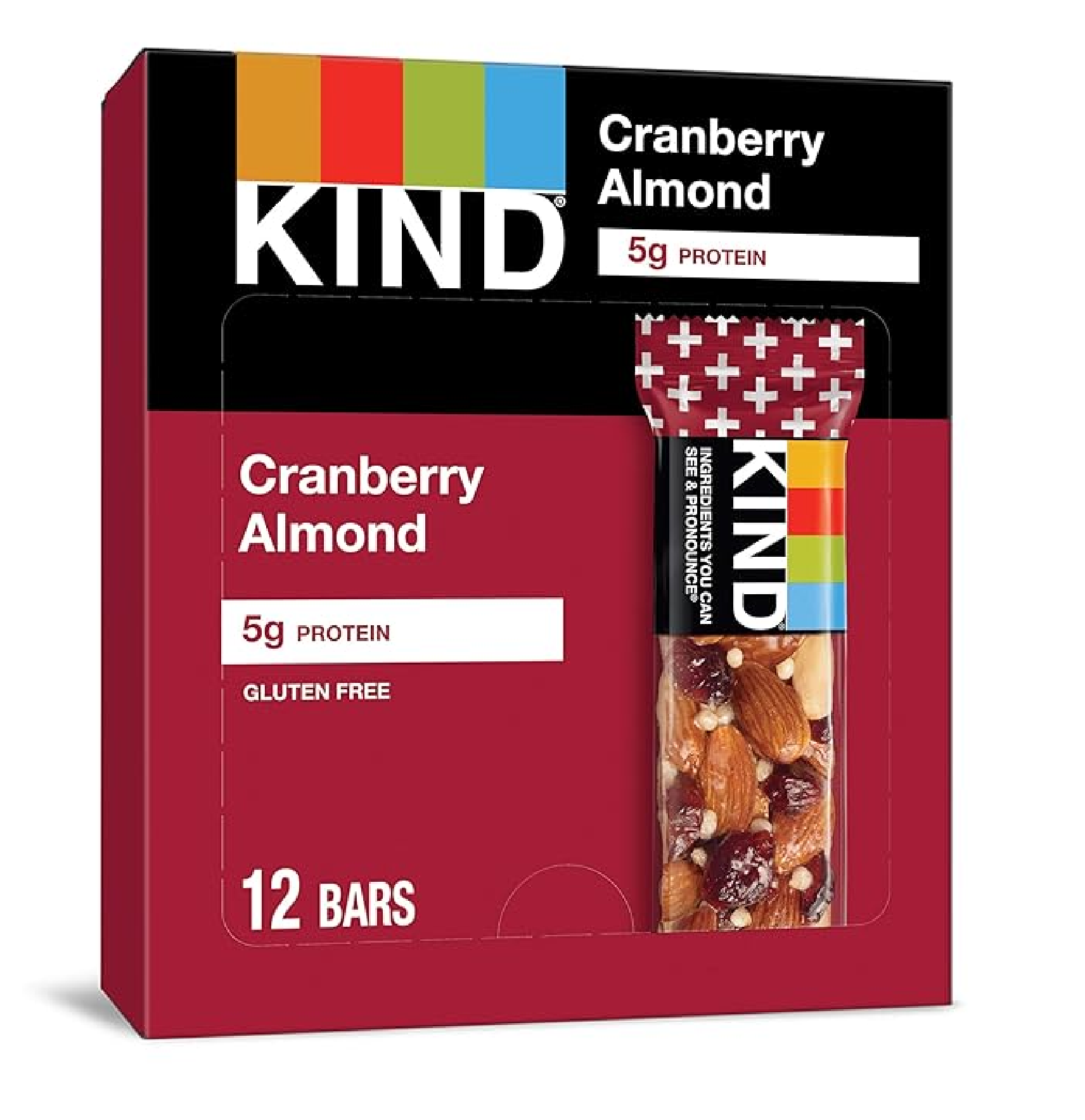 KIND Bars Cranberry Almond Healthy Snacks Gluten Free 12 Count-main