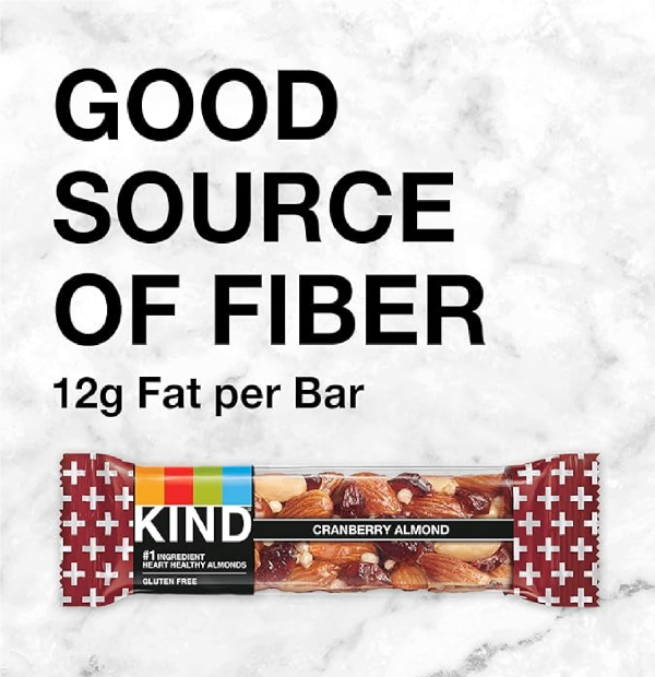 KIND Bars Cranberry Almond Healthy Snacks Gluten Free 12 Count-back