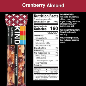 KIND Bars Cranberry Almond Healthy Snacks Gluten Free 12 Count-nf