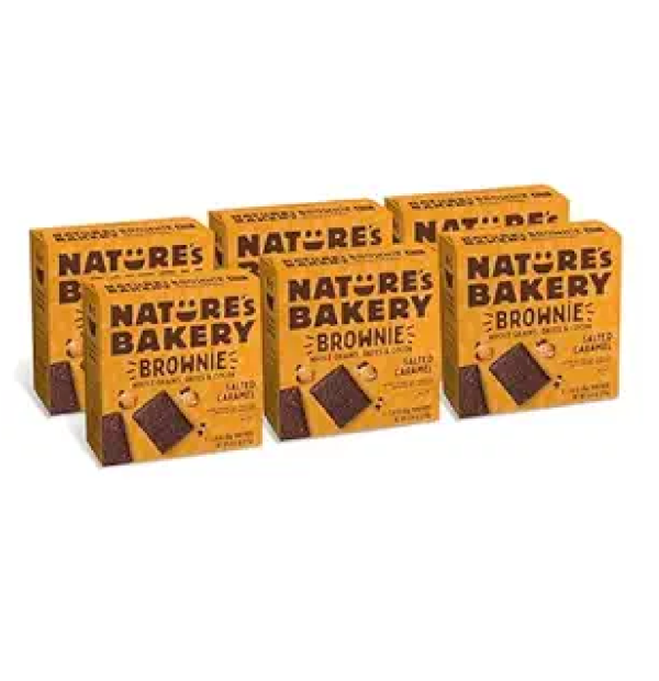 Nature’s Bakery Salted Caramel Brownie Bars Whole Grains Dates and Cocoa Plant Based Dairy-Free Snack Bar 6 Count Pack of 6-main