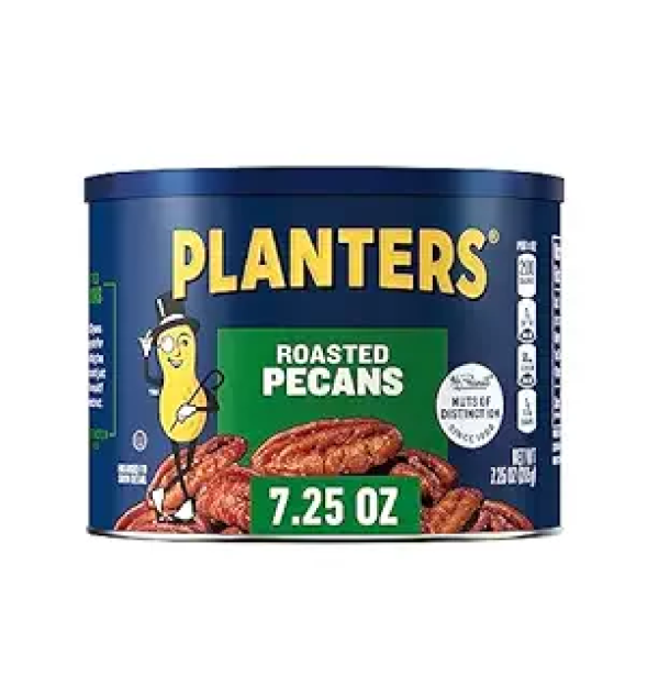 PLANTERS Roasted Pecan Nuts Party Snacks Plant-Based Protein Nuts for Baking Quick Snack for Adults After School Snack Roasted Pecans Flavored with Sea Salt Kosher 7.25oz Canister-main