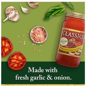 Classico Fire Roasted Tomato & Garlic Spaghetti Pasta Sauce 24 oz Jar-back