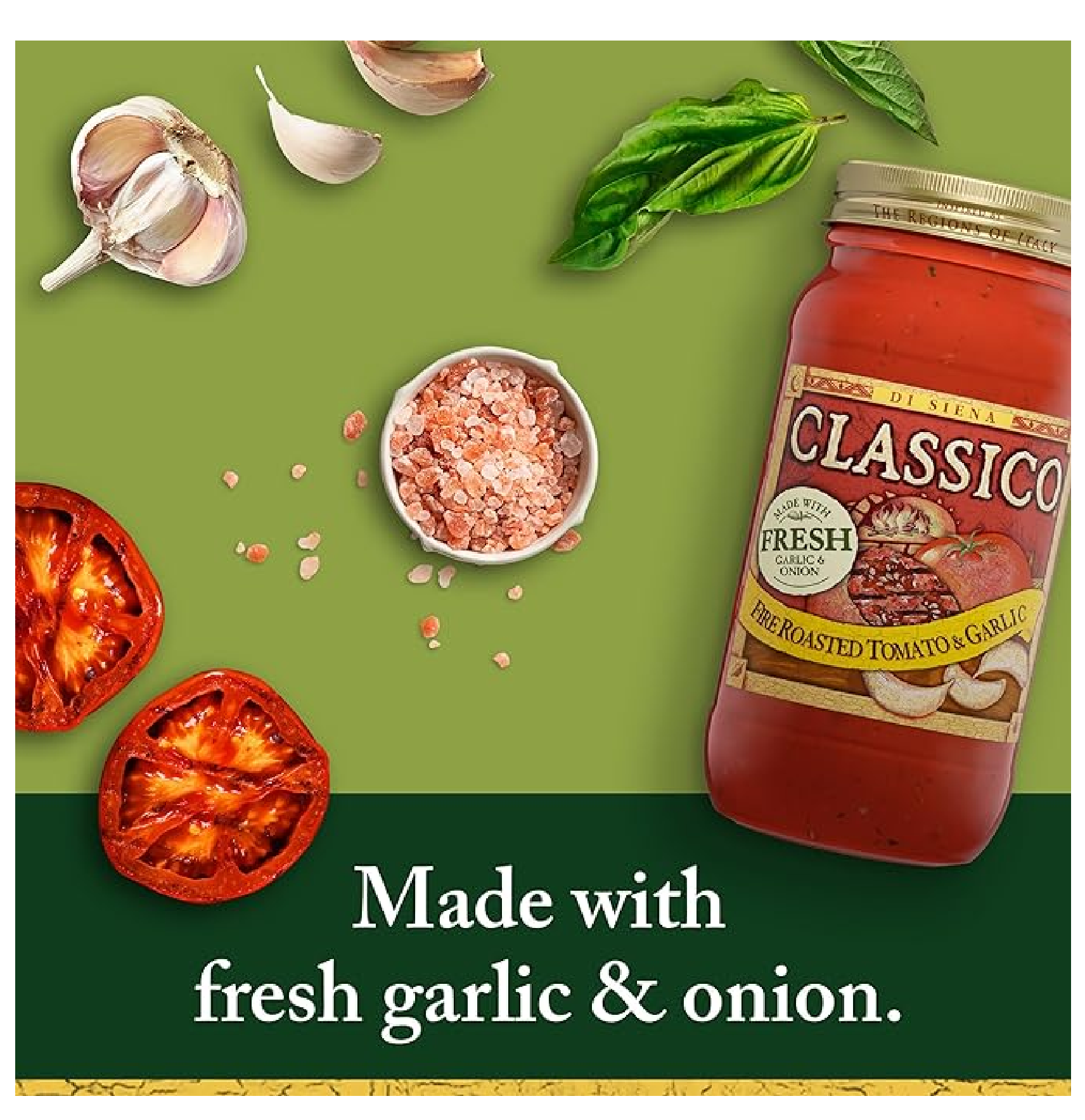 Classico Fire Roasted Tomato & Garlic Spaghetti Pasta Sauce 24 oz Jar-back