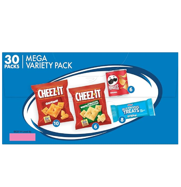 Kellogg's Snacks Lunch Snacks Kids Snacks Mega Pack Variety Pack 30.1oz Box 30 Packs-back