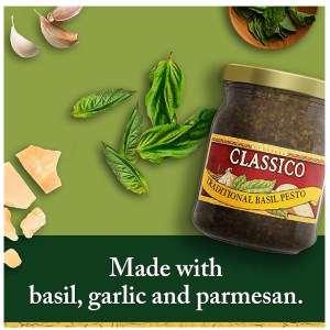 Classico Signature Recipes Traditional Basil Pesto Sauce & Spread 8.1 oz Jar-back