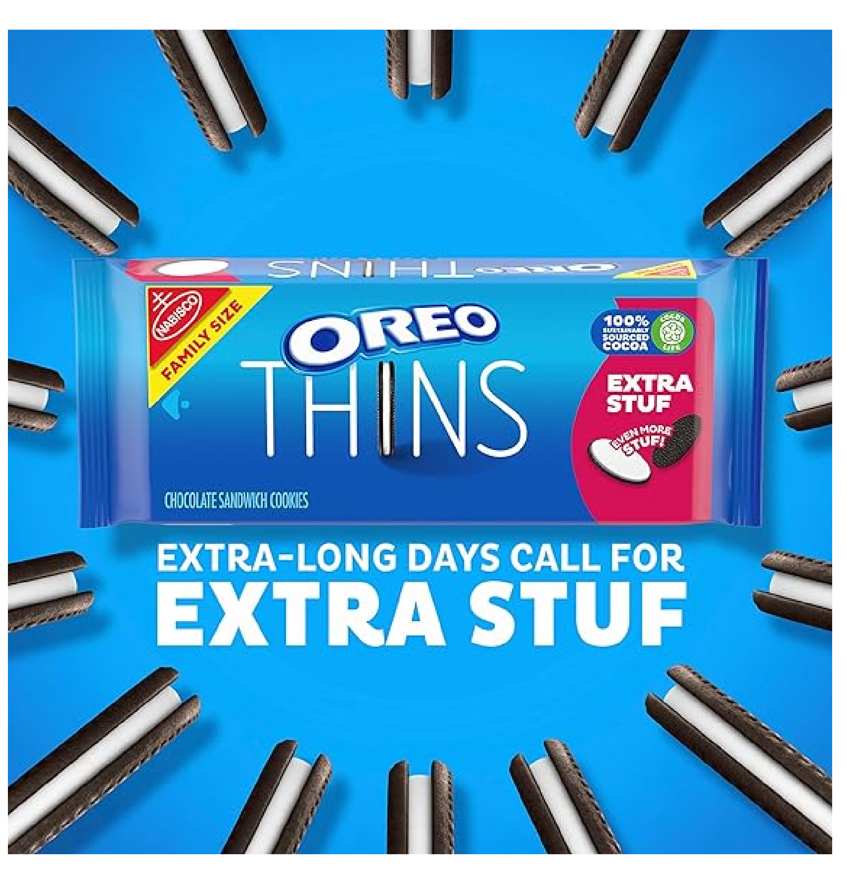 OREO Thins Extra Stuf Chocolate Sandwich Cookies Family Size 13.97 oz-back