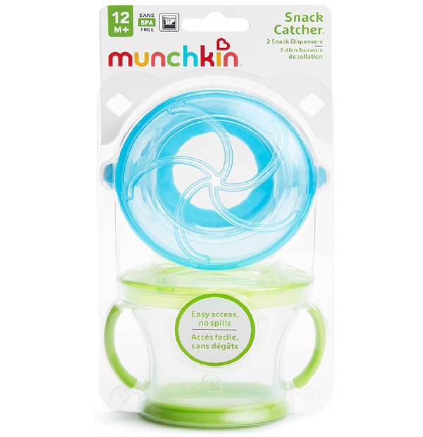 Munchkin Snack Catcher Toddler Snack Cups 2 Count Pack of 1 Blue/Green-back 4