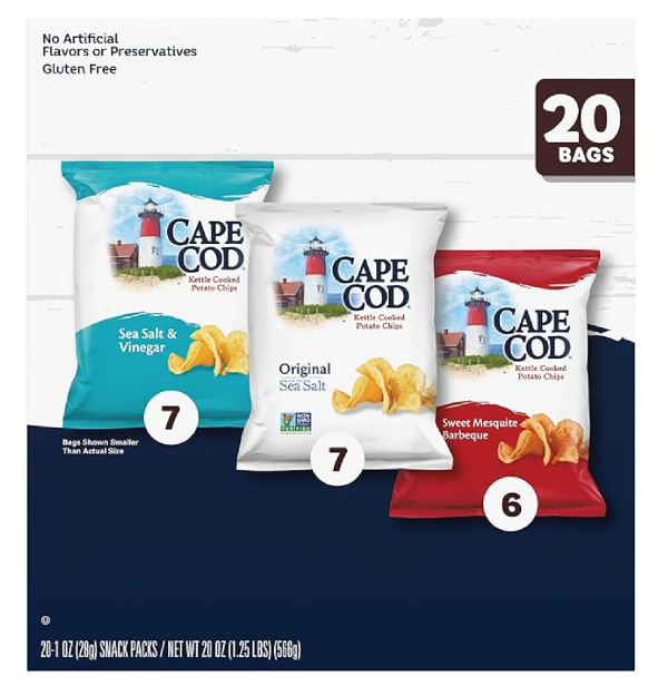 Cape Cod Potato Chips Variety Pack 1 Oz 20 Ct-back