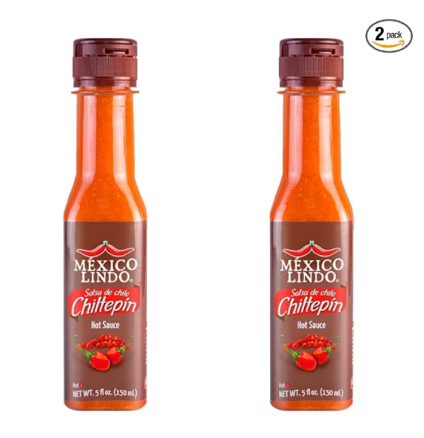 Mexico Lindo Chiltepin Hot Sauce 14,200 Scoville Level Traditional Spicy Flavor 5 Fl Oz Bottles Pack of 2-main