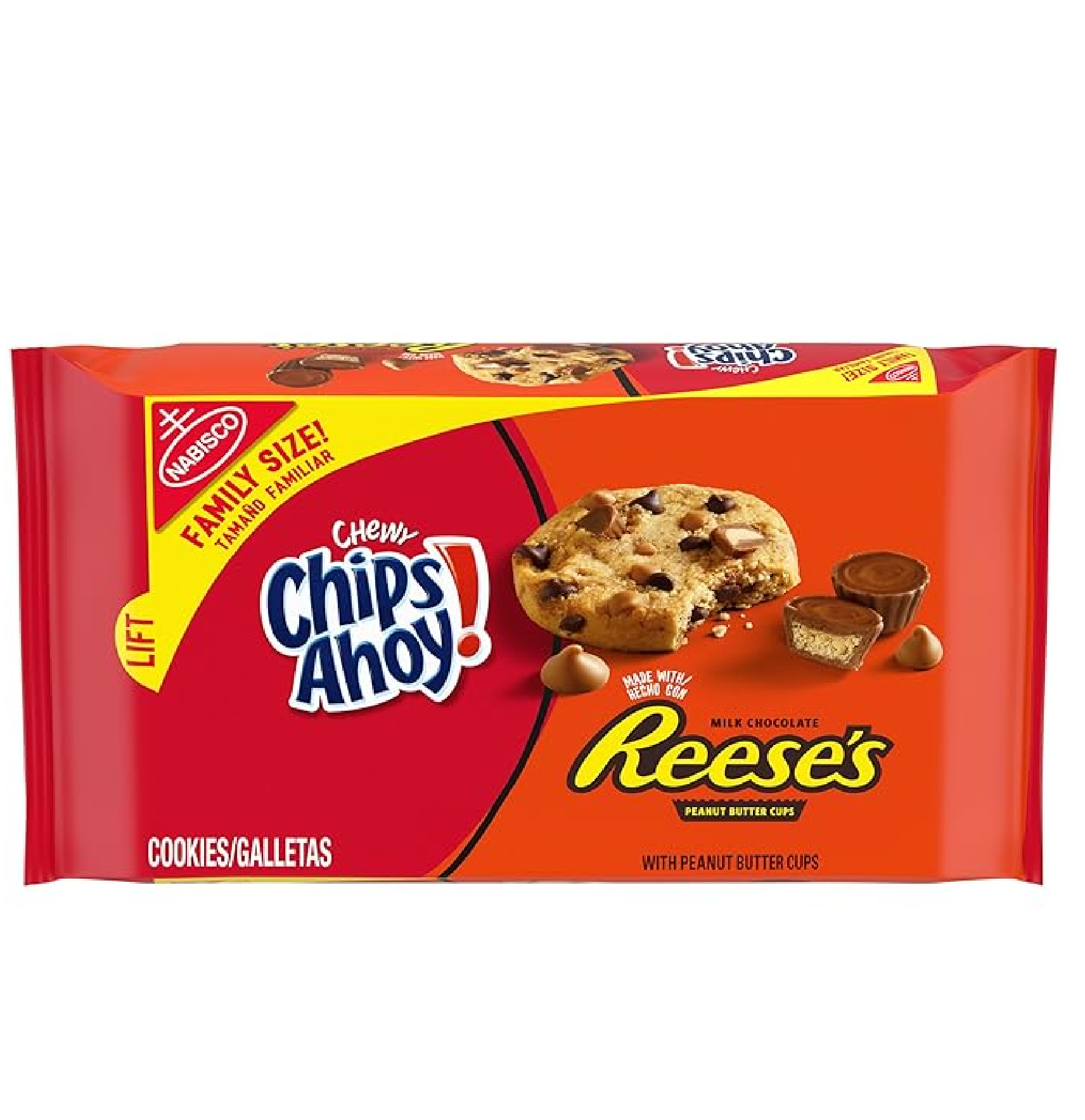 CHIPS AHOY! Chewy Chocolate Chip Cookies with Reese's Peanut Butter Cups Family Size 14.25 oz-main