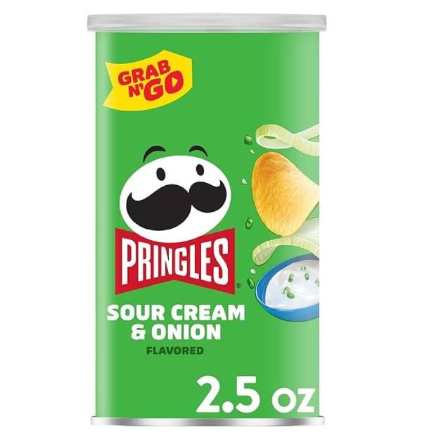 Pringles Potato Crisps Chips Lunch Snacks On-the-Go Snacks Grab N' Go Sour Cream and Onion 2.5oz Can 1 Can-main