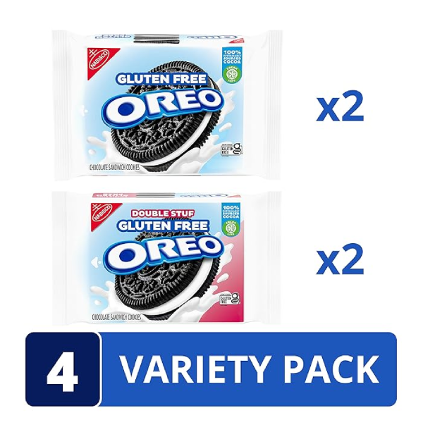 OREO Original & OREO Double Stuf Gluten Free Cookies Variety Pack 4 Packs-back