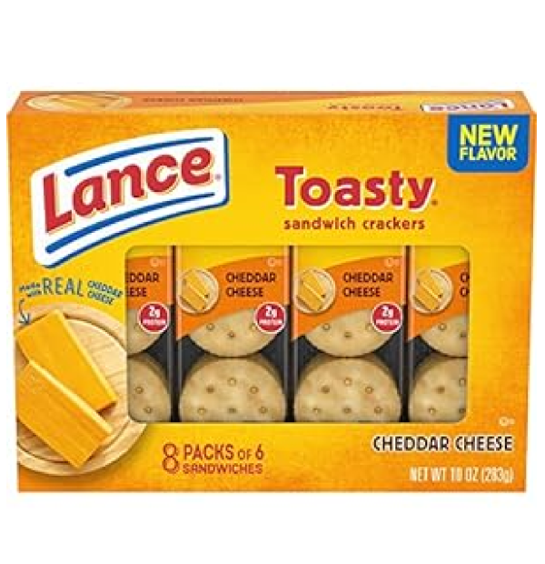 Lance Sandwich Crackers Toasty Cheddar 8 Individually Wrapped Packs 6 Sandwiches Each-main