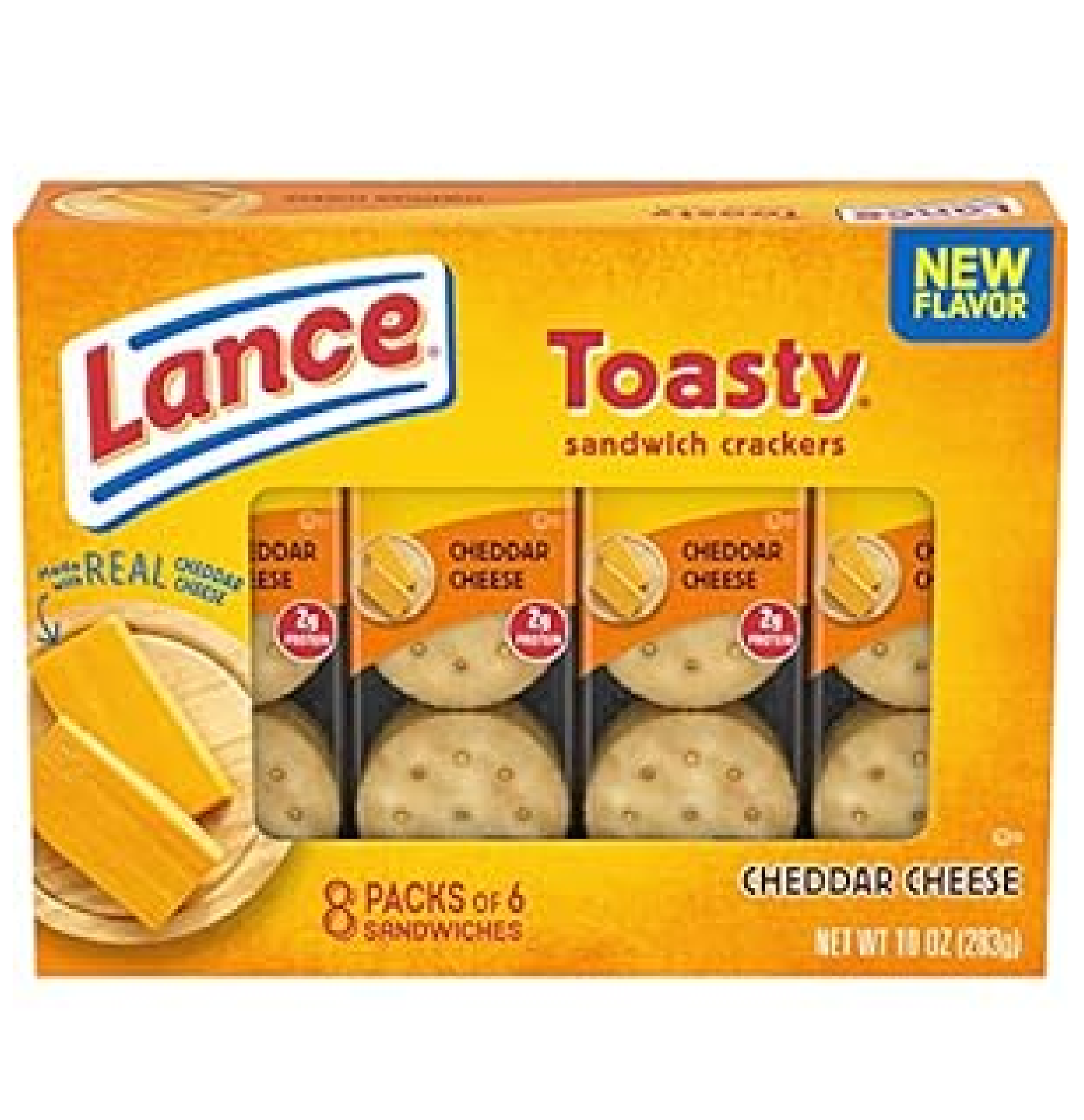 Lance Sandwich Crackers Toasty Cheddar 8 Individually Wrapped Packs 6 Sandwiches Each-main