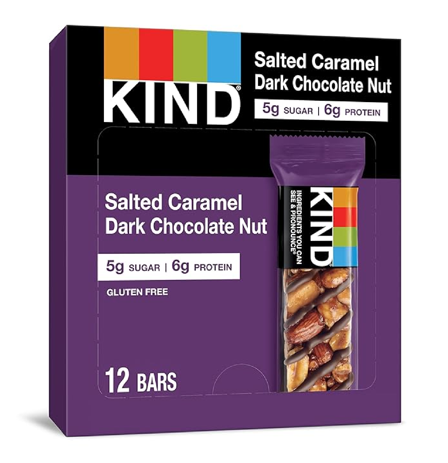 KIND Bars Gluten Free Salted Caramel & Dark Chocolate Nut Pack of 12-main