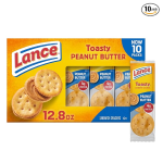 Lance Sandwich Crackers Toasty Peanut Butter 10 Individually Wrapped Packs 6 Sandwiches Each-main