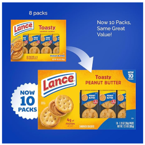 Lance Sandwich Crackers Toasty Peanut Butter 10 Individually Wrapped Packs 6 Sandwiches Each-back