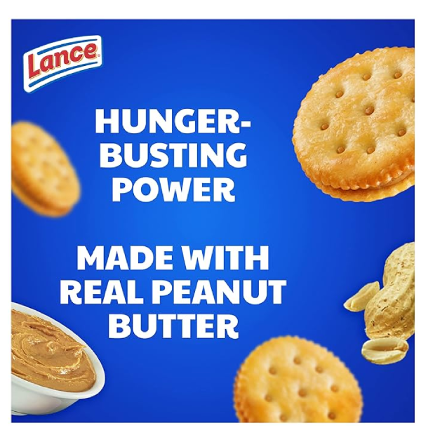 Lance Sandwich Crackers Toasty Peanut Butter 10 Individually Wrapped Packs 6 Sandwiches Each-back 2