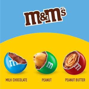 M&M'S Peanut, Peanut Butter & Milk Chocolate Variety Pack Full Size Milk Chocolate Candy Assortment 30.58 oz 18 ct-back