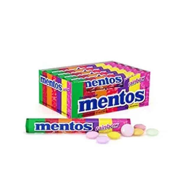 Mentos Chewy Mint Candy Roll Rainbow Non Melting Party 14 Pieces Bulk Pack of 15-main