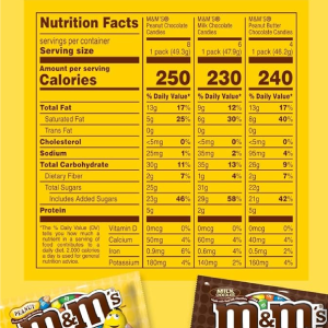 M&M'S Peanut, Peanut Butter & Milk Chocolate Variety Pack Full Size Milk Chocolate Candy Assortment 30.58 oz 18 ct-nf