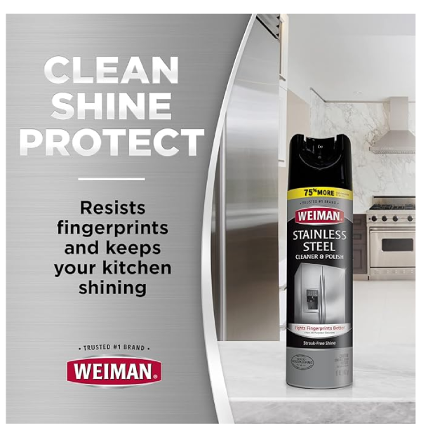 Weiman Stainless Steel Cleaner & Polish Aerosol 17 fl oz-back