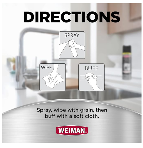 Weiman Stainless Steel Cleaner & Polish Aerosol 17 fl oz-back 2