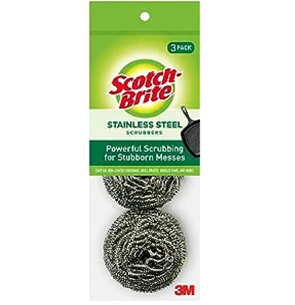 Scotch-Brite Stainless Steel Scrubber Dish Scrubbers for Cleaning Kitchen and Household Steel Scrubbers for Cleaning Dishes 3 Scrubbers-main