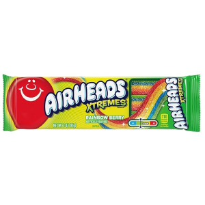 Airheads Xtremes Belts Rainbow Berry Flavor Sweetly Sour Candy Non Melting Bulk Movie Theater and Party Bag 3 Ounce Pack of 12-back