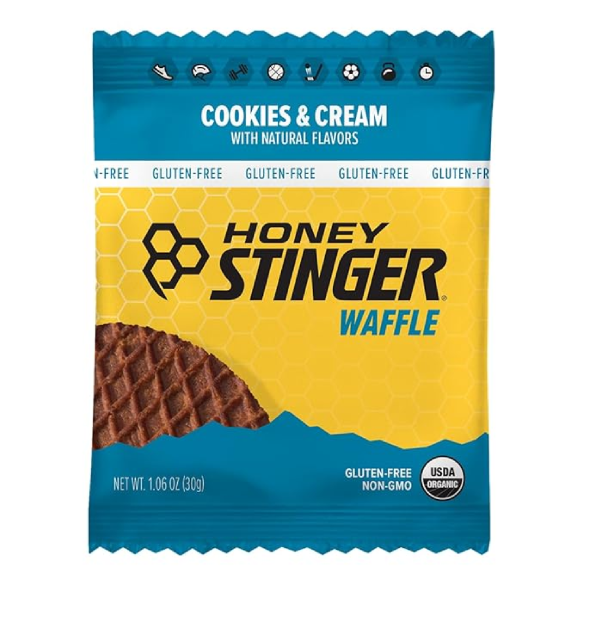 Honey Stinger Organic Gluten Free Cookies & Cream Waffle Energy Stroopwafel for Exercise Endurance and Performance Sports Nutrition for Home & Gym Pre & During Workout 16 Waffles 16.96 Ounce-back