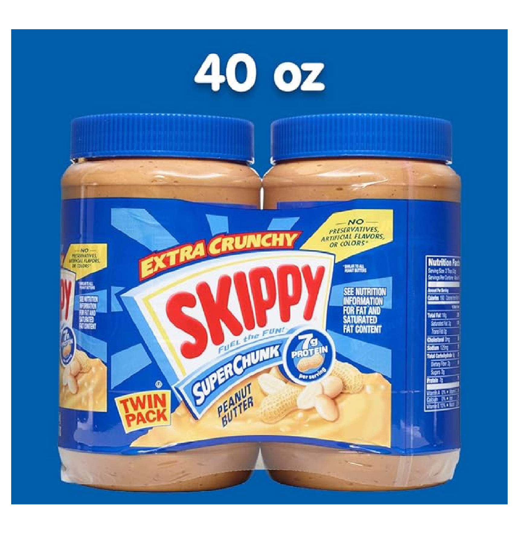 Skippy Peanut Butter Super Chunky 80 oz 2 ct-back