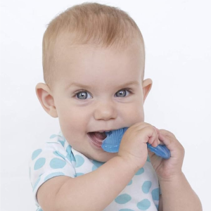 Nuby Silicone Teethe-eez Teether with Bristles Includes Hygienic Case Blue-back 2