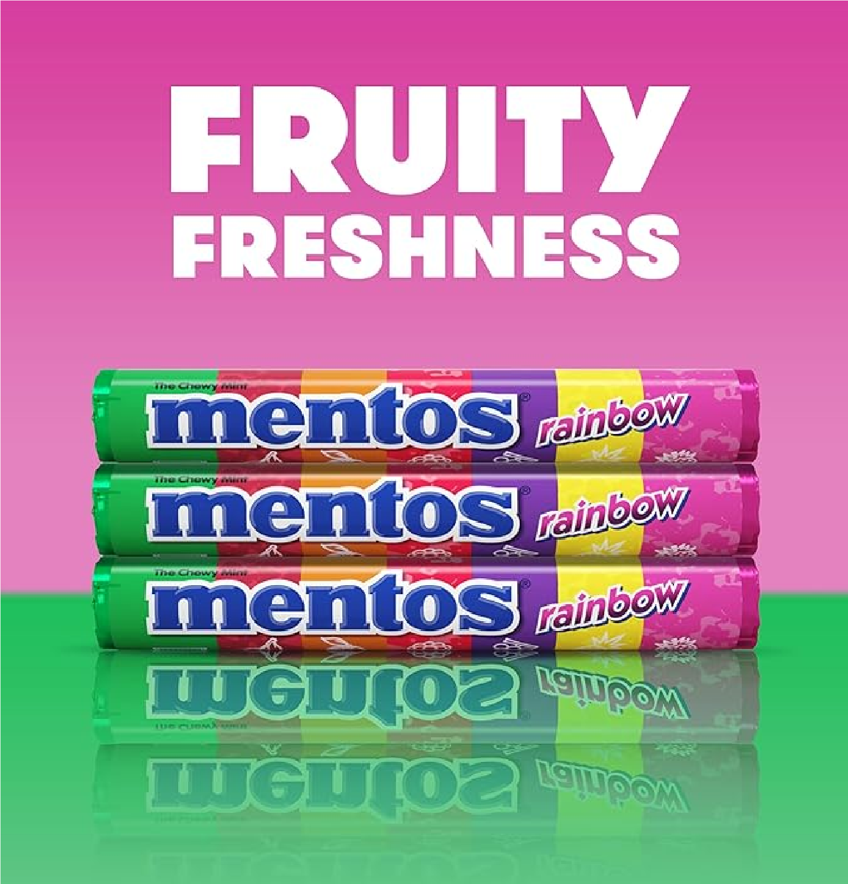 Mentos Chewy Mint Candy Roll Rainbow Non Melting Party 14 Pieces Bulk Pack of 15-back