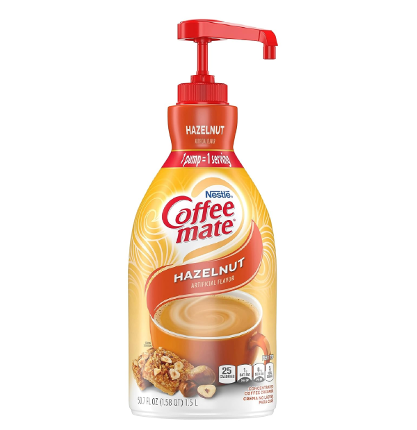 Nestle Coffee Mate Coffee Creamer Hazelnut Concentrated Liquid Pump Bottle Non Dairy No Refrigeration 50.7 Ounces-main