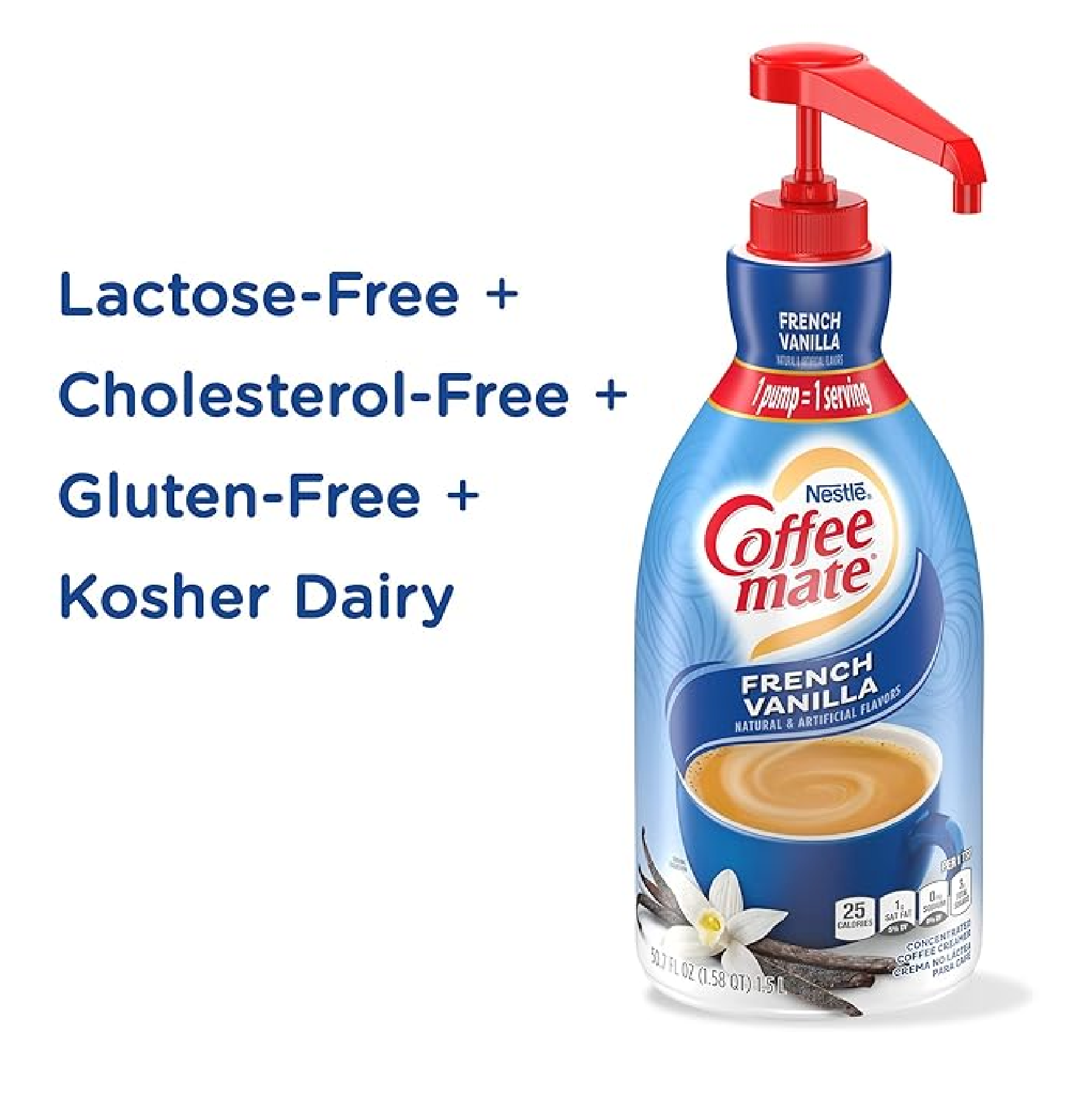 Nestle Coffee Mate Coffee Creamer French Vanilla Concentrated Liquid Pump Bottle Non Dairy No Refrigeration 50.7 Ounces-back