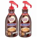 Nestle Coffee mate Coffee Creamer Snickers Concentrated Liquid Pump Bottle Non Dairy No Refrigeration 50.7 Fl Oz Pack of 2-main