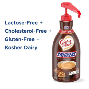 Nestle Coffee mate Coffee Creamer Snickers Concentrated Liquid Pump Bottle Non Dairy No Refrigeration 50.7 Fl Oz Pack of 2-back